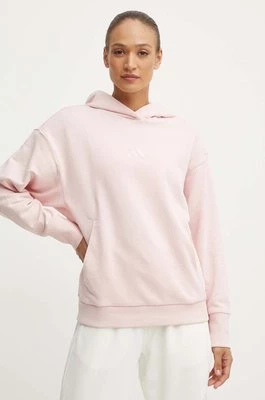 adidas bluza bawełniana All SZN damska kolor różowy z kapturem gładka IY6812