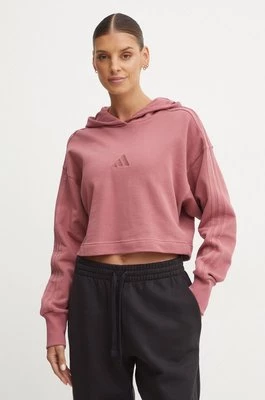 adidas bluza bawełniana All SZN damska kolor różowy z kapturem gładka IY6848