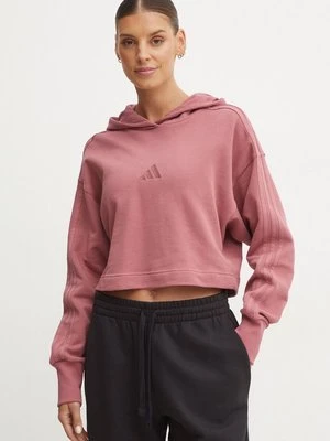 adidas bluza bawełniana All SZN damska kolor różowy z kapturem gładka IY6848