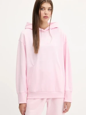 adidas bluza bawełniana All SZN damska kolor różowy z kapturem gładka JV7343