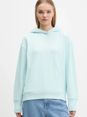 adidas bluza bawełniana All Szn French Terry damska kolor turkusowy z kapturem gładka JV7347