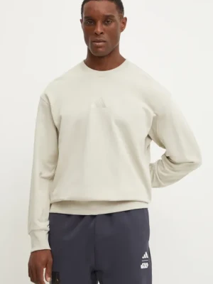 adidas bluza bawełniana ALL SZN męska kolor beżowy gładka JI6386