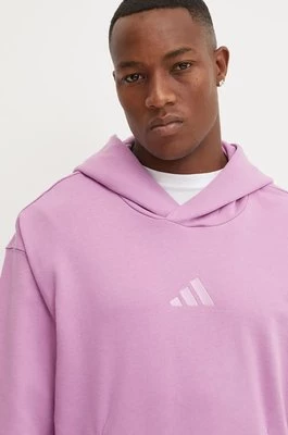 adidas bluza bawełniana All SZN męska kolor fioletowy z kapturem gładka IY4160