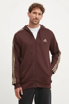 adidas bluza bawełniana Essentials męska kolor brązowy z kapturem z aplikacją IX0175