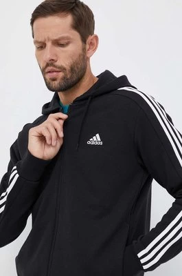 adidas bluza bawełniana Essentials męska kolor czarny z kapturem z aplikacją IC0433
