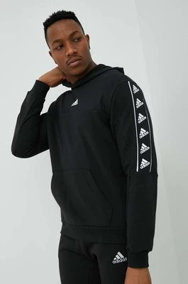 adidas bluza bawełniana męska kolor czarny z kapturem z nadrukiem
