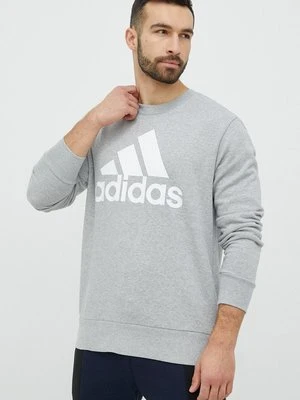 adidas bluza bawełniana męska kolor szary z nadrukiem