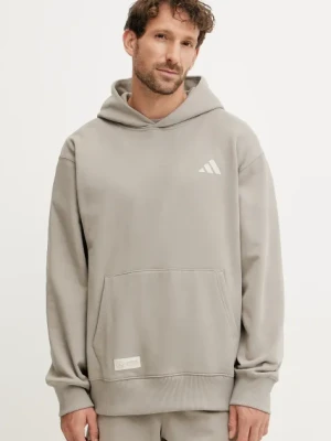 adidas bluza bawełniana x Mercedes męska kolor beżowy z kapturem z nadrukiem JW3081