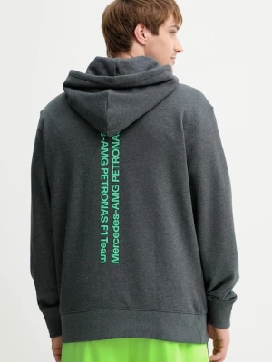 adidas bluza bawełniana x Mercedes męska kolor szary z kapturem z nadrukiem JX8778