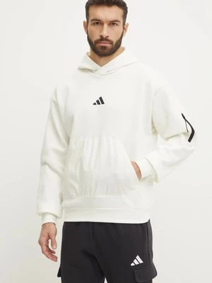 adidas bluza City Escape męska kolor beżowy z kapturem z nadrukiem JF3276