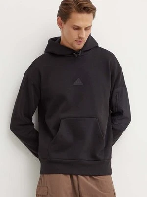 adidas bluza City Escape męska kolor czarny z kapturem gładka IY1501