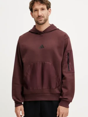 adidas bluza City Escape męska kolor czerwony z kapturem gładka JF3278