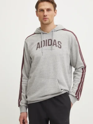 Zdjęcie produktu adidas bluza Collegiate męska kolor szary z kapturem z nadrukiem JV6505