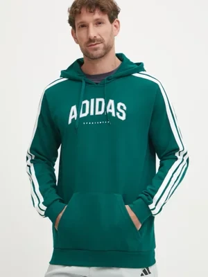 adidas bluza Collegiate męska kolor zielony z kapturem z nadrukiem JV6506