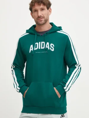 adidas bluza Collegiate męska kolor zielony z kapturem z nadrukiem JV6506