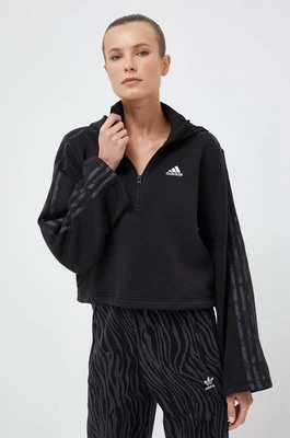 adidas bluza damska kolor czarny z kapturem gładka