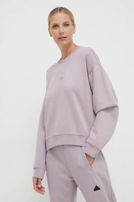 adidas bluza damska kolor fioletowy gładka IW1261