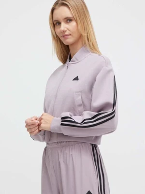 adidas bluza damska kolor fioletowy gładka IS3652