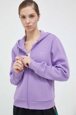 adidas bluza damska kolor fioletowy z kapturem gładka