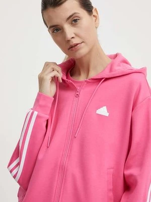 adidas bluza damska kolor różowy z kapturem wzorzysta IS3877