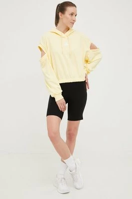 adidas bluza damska kolor żółty z kapturem gładka
