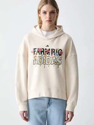 adidas bluza damska z bawełną x Farm Rio beżowy