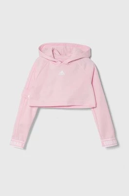 adidas bluza dziecięca kolor różowy z kapturem gładka