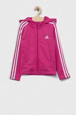 adidas bluza dziecięca kolor różowy z kapturem z aplikacją