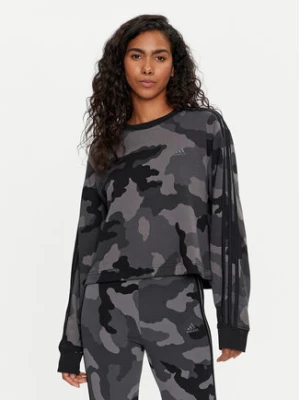 adidas Bluza Essentials 3-Stripes Camo-Print IX3706 Szary Loose Fit