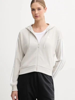 adidas bluza Essentials damska kolor beżowy z kapturem gładka JW1821