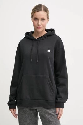 adidas bluza Essentials damska kolor czarny z kapturem gładka IW0220