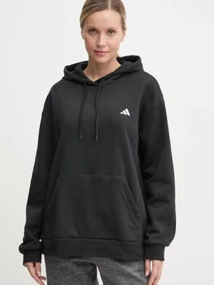 adidas bluza Essentials damska kolor czarny z kapturem gładka IW0220