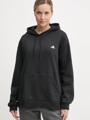 adidas bluza Essentials damska kolor czarny z kapturem gładka IW0220