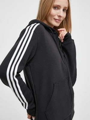 adidas bluza Essentials damska kolor czarny z kapturem z aplikacją HZ5743