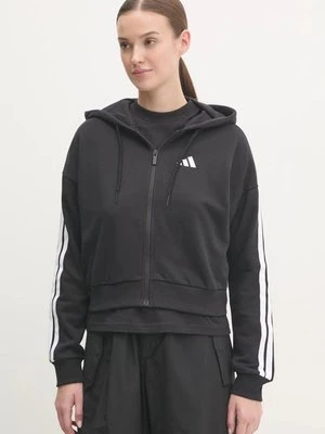 adidas bluza Essentials damska kolor czarny z kapturem z aplikacją JE0052