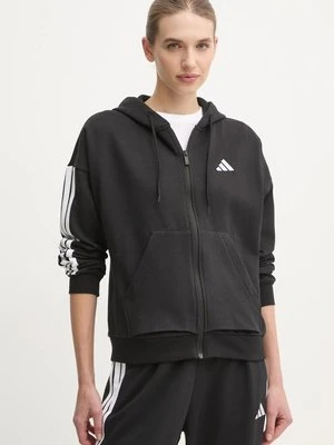 adidas bluza Essentials damska kolor czarny z kapturem z aplikacją JE1283