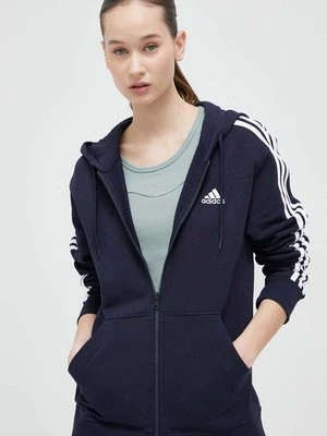 adidas bluza Essentials damska kolor granatowy z kapturem z aplikacją IC9918