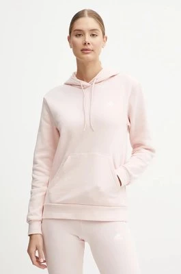 adidas bluza Essentials damska kolor różowy z kapturem gładka IY1649