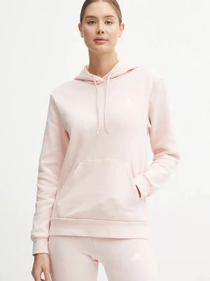 adidas bluza Essentials damska kolor różowy z kapturem gładka IY1649