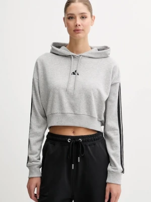 adidas bluza Essentials damska kolor szary z kapturem melanżowa JE0019