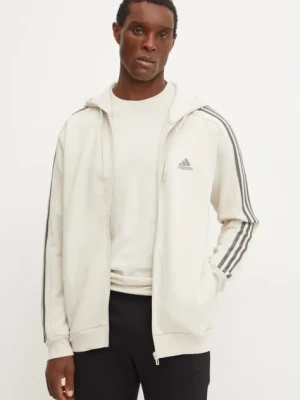 adidas bluza Essentials męska kolor beżowy z kapturem wzorzysta JG5950