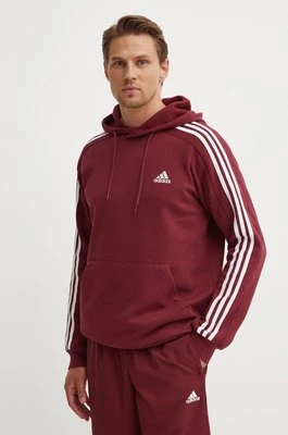 adidas bluza Essentials męska kolor bordowy z kapturem z aplikacją JG5949