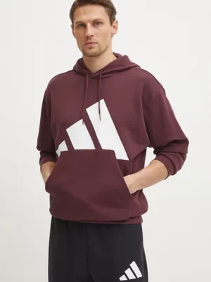 adidas bluza Essentials męska kolor bordowy z kapturem z nadrukiem JE8897