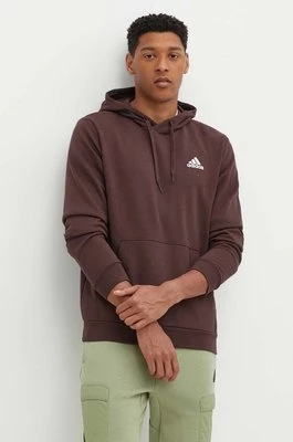 adidas bluza Essentials męska kolor brązowy z kapturem gładka IZ4758