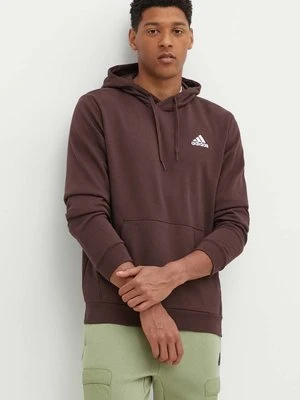 adidas bluza Essentials męska kolor brązowy z kapturem gładka IZ4758