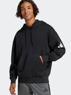 adidas bluza Essentials męska kolor czarny z kapturem gładka JF3587