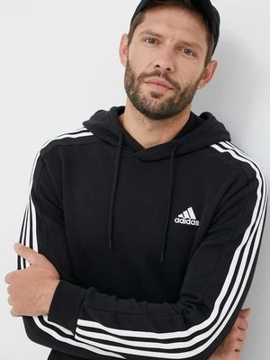 adidas bluza Essentials męska kolor czarny z kapturem z aplikacją IB4028