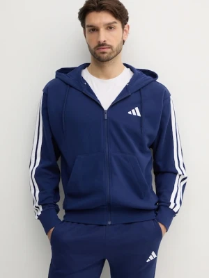 adidas bluza Essentials męska kolor granatowy z kapturem wzorzysta JE6341
