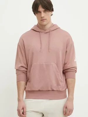 adidas bluza Essentials męska kolor różowy z kapturem gładka JF3598