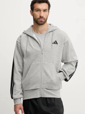 adidas bluza Essentials męska kolor szary z kapturem z aplikacją JD1865